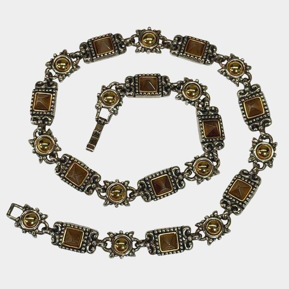 Premier Designs Blaine Mixed‎ Materials Antiqued Silver Gold Plated Glass Stones - Picture 2 of 6